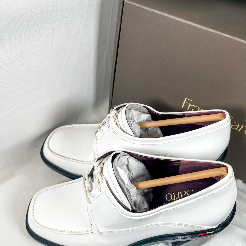 Franco Sarto Preston Chunky Heel Lace-Up Oxford White Gloss 39 - Picture 3 of 11